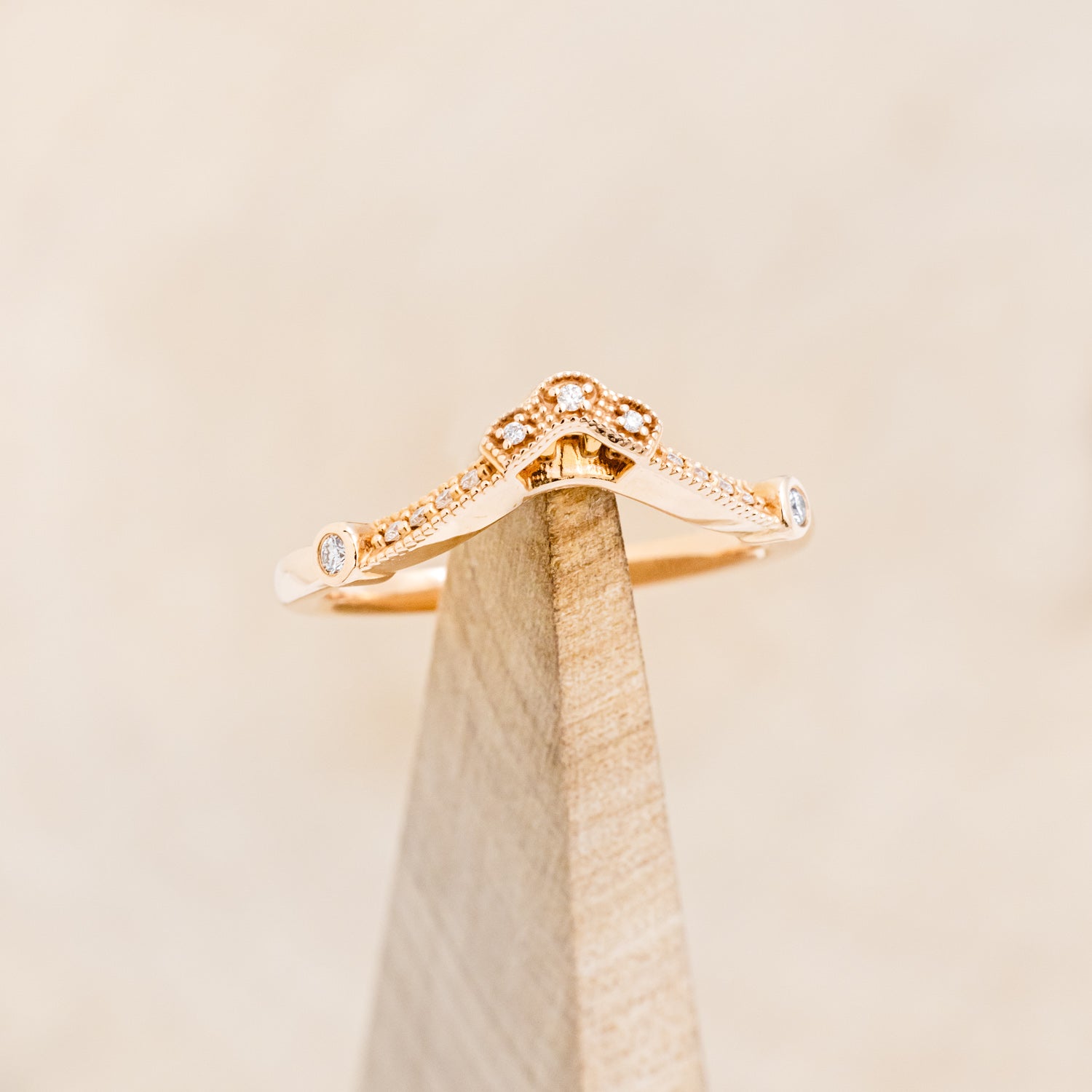 "EILEEN" - ROUND CUT MOSS AGATE ENGAGEMENT RING WITH DIAMOND ACCENTS & TRACER-13