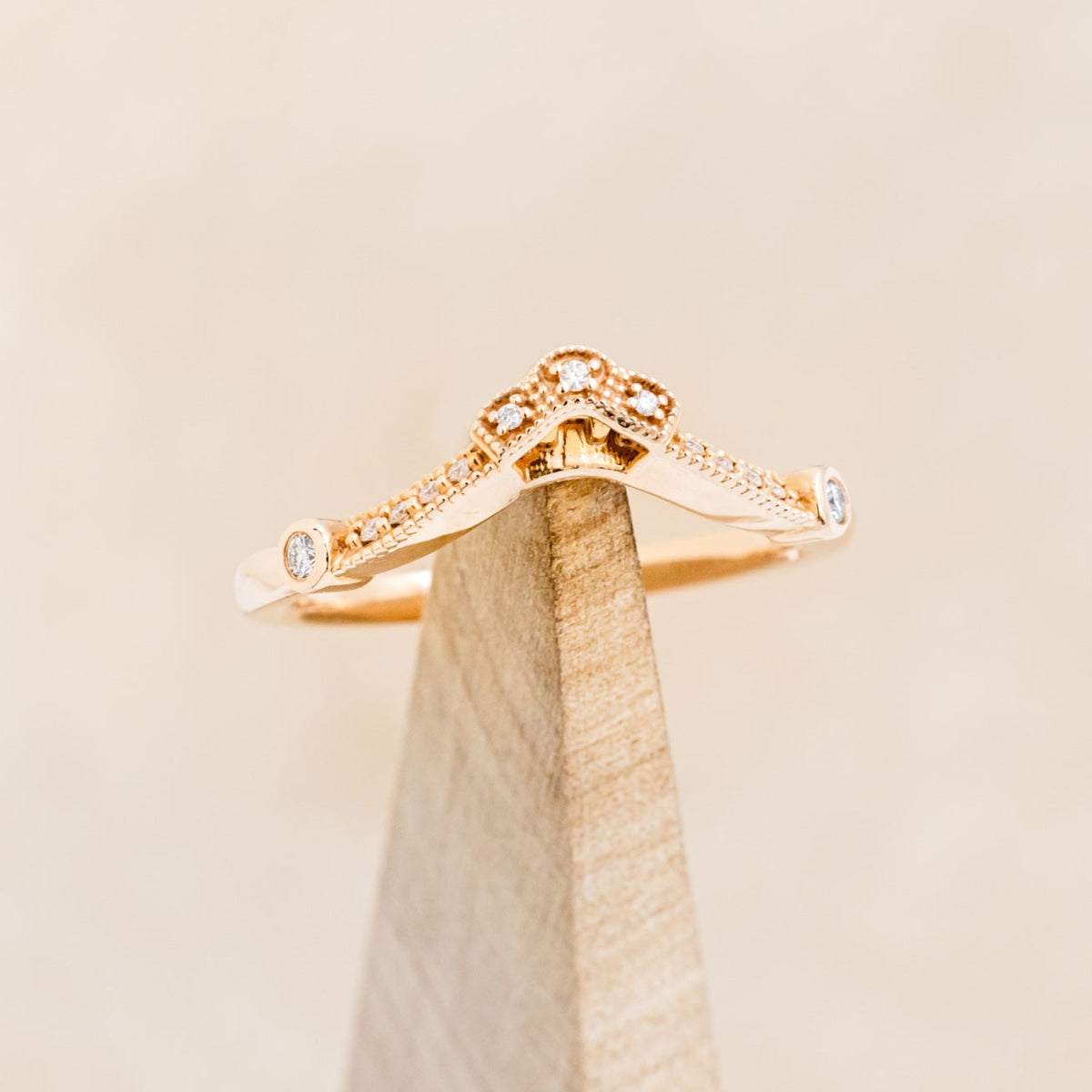 "EILEEN" - ROUND CUT MOSS AGATE ENGAGEMENT RING WITH DIAMOND ACCENTS & TRACER-13