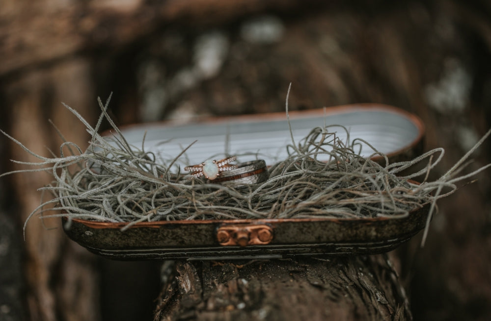 "VERTIGO" - IRONWOOD WEDDING BAND WITH HAMMERED FINISH-13