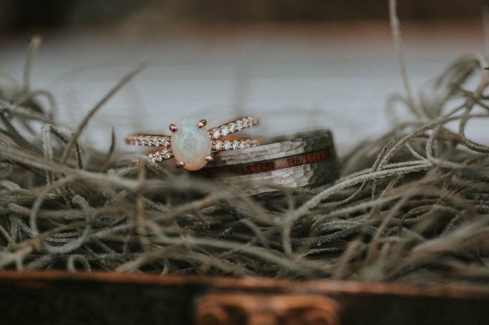 "VERTIGO" - IRONWOOD WEDDING BAND WITH HAMMERED FINISH-14