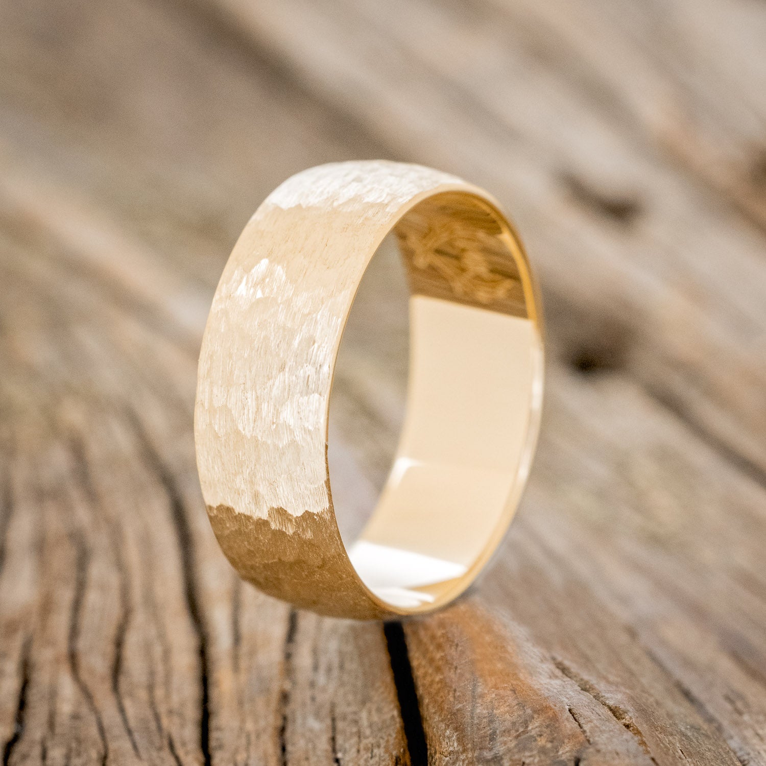 DOMED PROFILE WEDDING BAND WITH HAMMERED FINISH-13