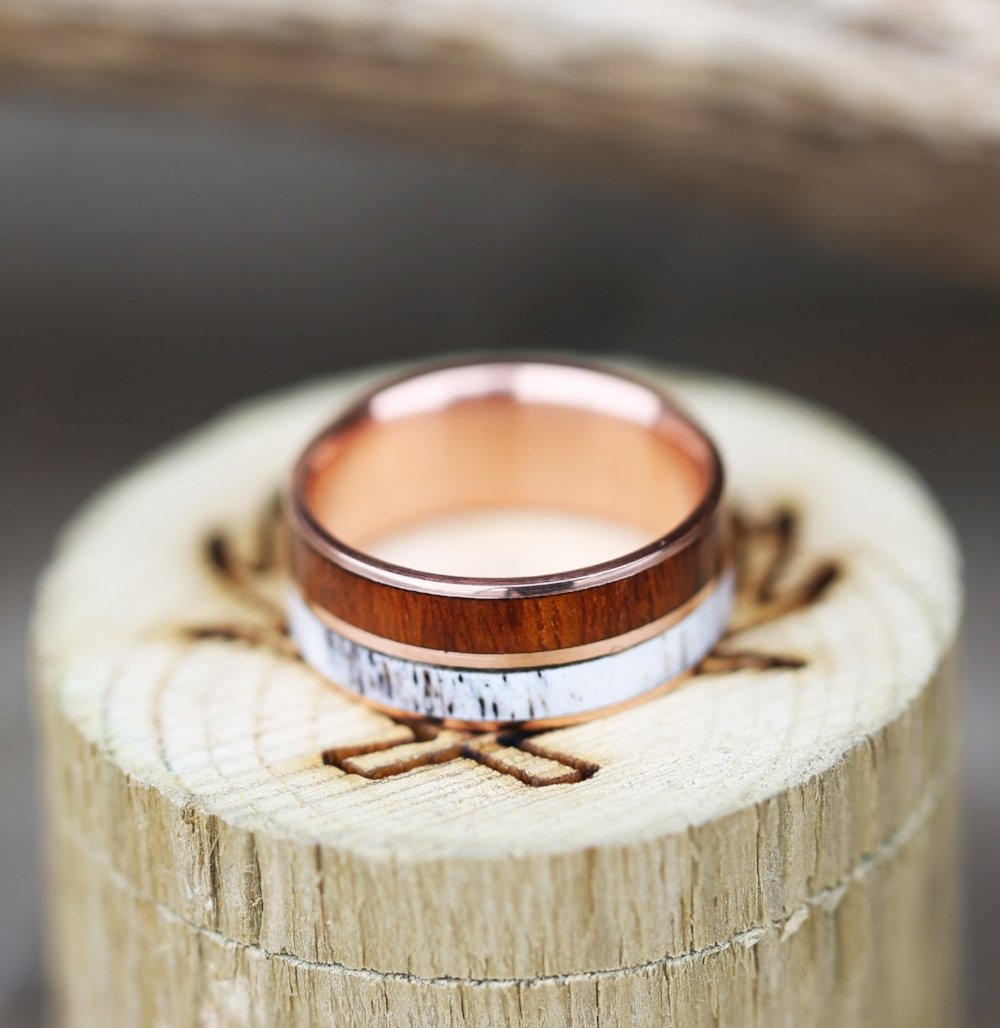 "DYAD" - IRONWOOD & ANTLER WEDDING BAND-11