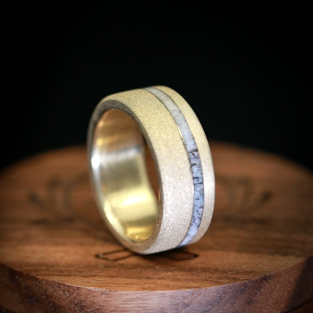 "VERTIGO" - ANTLER WEDDING BAND WITH SANDBLASTED FINISH-10