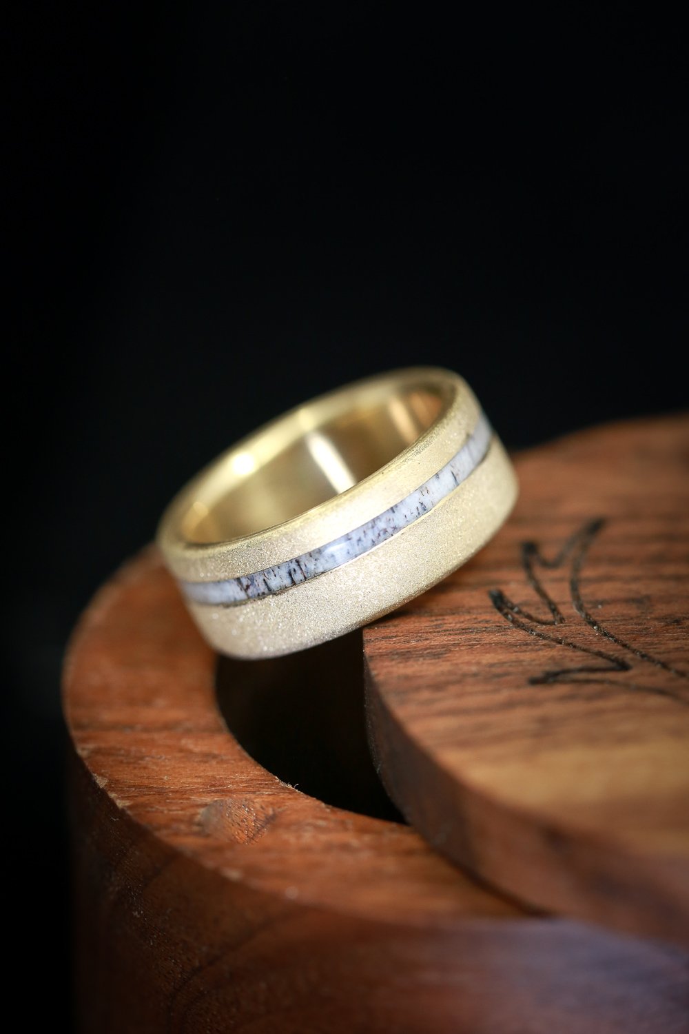 "VERTIGO" - ANTLER WEDDING BAND WITH SANDBLASTED FINISH-12