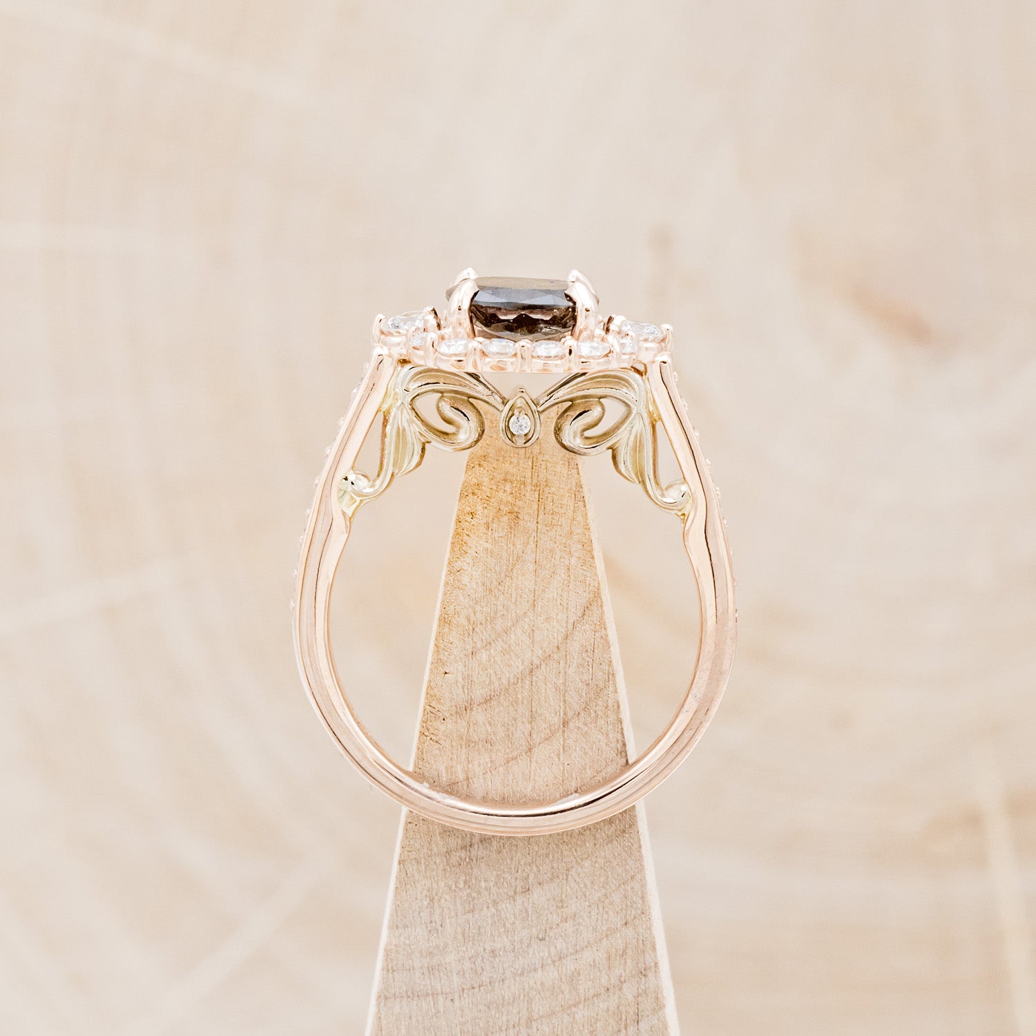 "OPHELIA" - CUSHION CUT SALT & PEPPER DIAMOND ENGAGEMENT RING WITH "STELLA" STACKING BAND-10