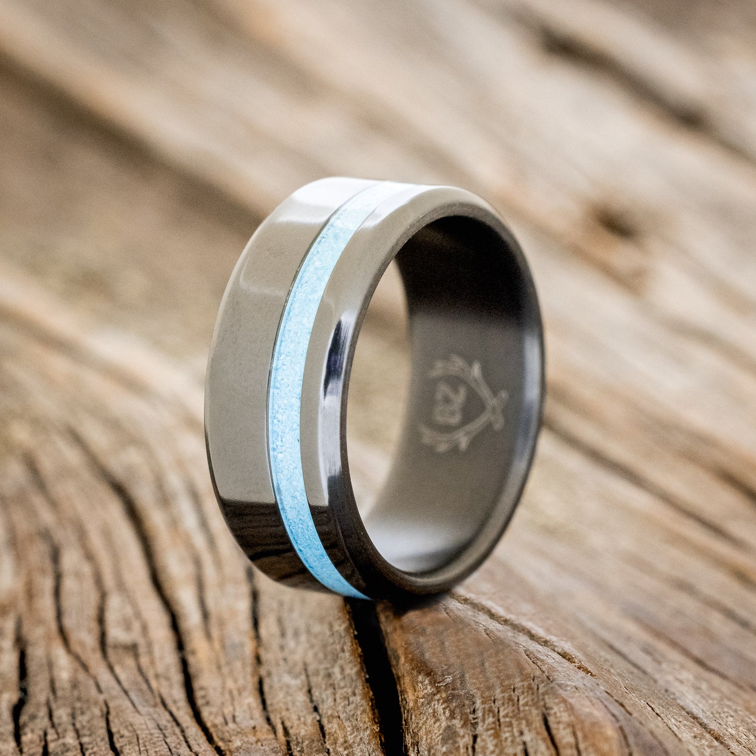 "VERTIGO" - MATCHING SET OF TURQUOISE WEDDING BANDS-18