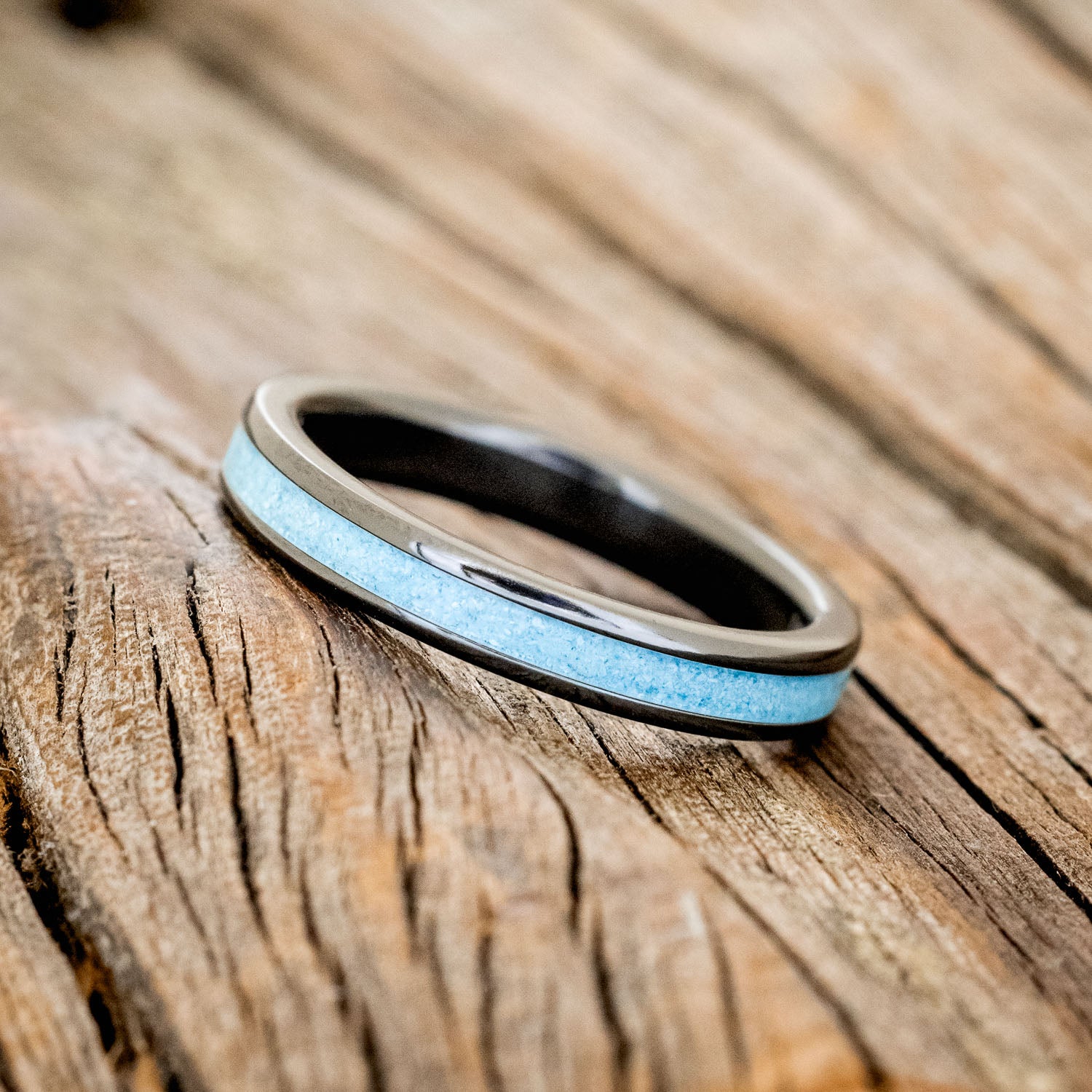 "VERTIGO" - MATCHING SET OF TURQUOISE WEDDING BANDS-21