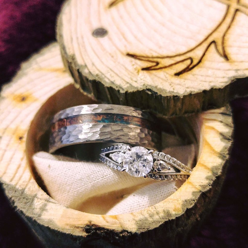 "VERTIGO" - PATINA COPPER WEDDING BAND WITH A HAMMERED FINISH-7