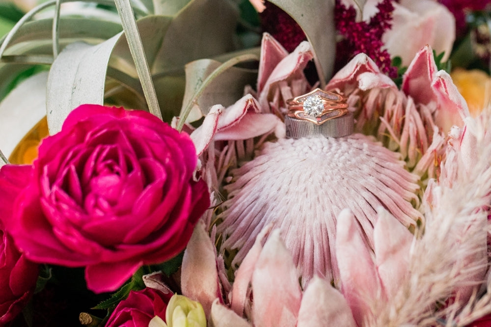 "VULCAN" - DAMASCUS STEEL WEDDING BAND WITH 14K GOLD LINING-13