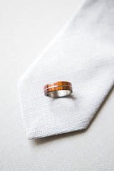 "GOLDEN" IN IRONWOOD & TITANIUM - WEDDING BAND FOR MEN (available in titanium, silver, black zirconium & 14K white, rose or yellow gold) - Staghead Designs - Antler Rings By Staghead Designs