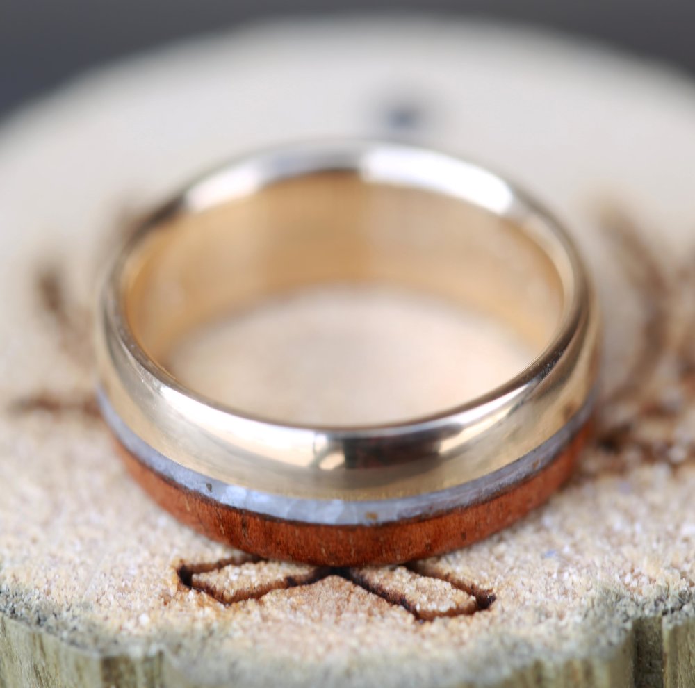 KOA WOOD & MOTHER OF PEARL WEDDING BAND-2