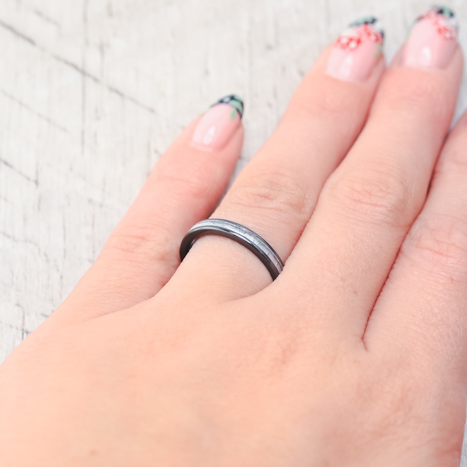 "VERTIGO" - MATCHING SET OF MOTHER OF PEARL WEDDING BANDS-22