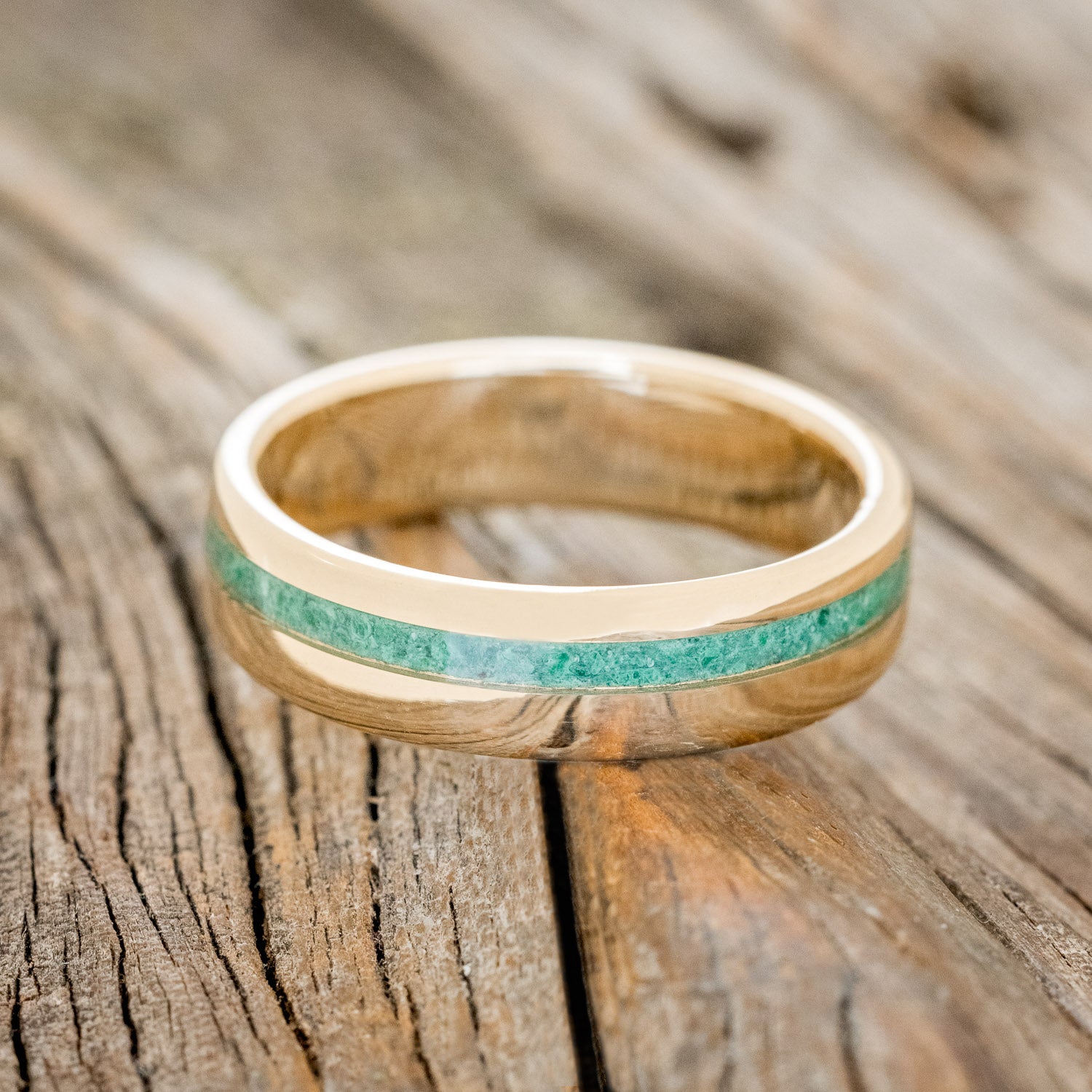 "VERTIGO" - MALACHITE WEDDING RING FEATURING A 14K GOLD BAND-3