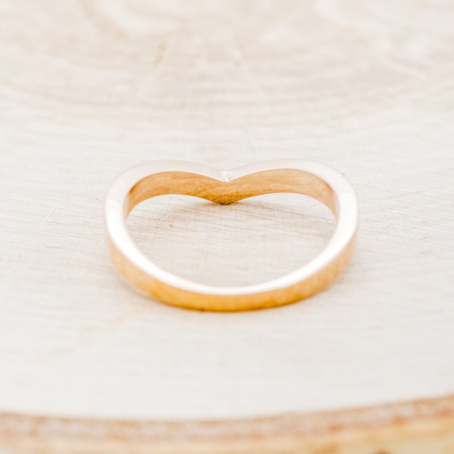 "KIDA" - V-SHAPE STACKING WEDDING BAND WITH ANTLER INLAY-6