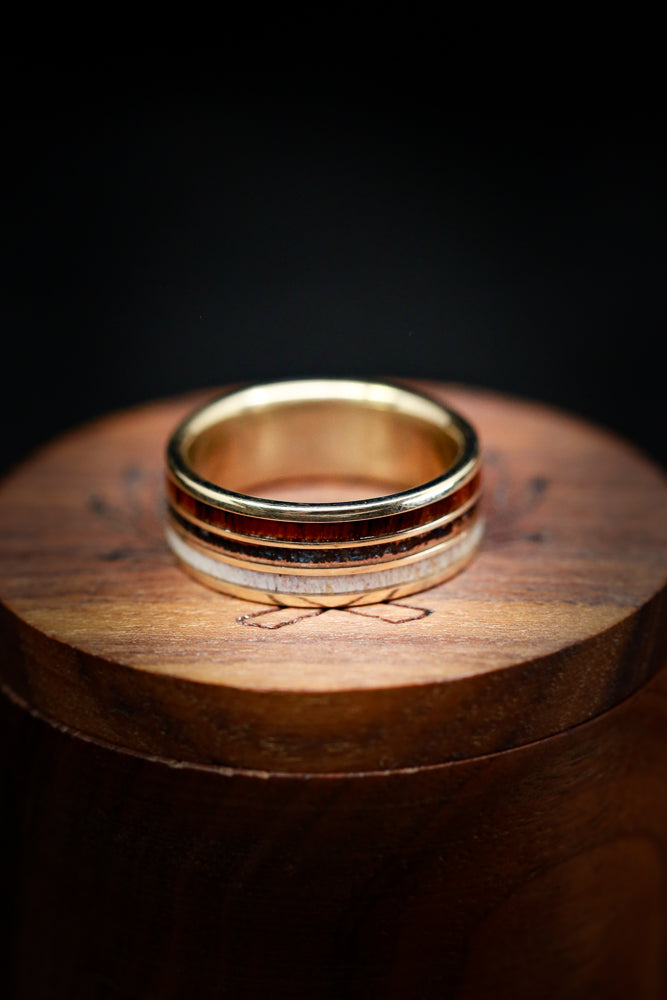 "RIO" - ELK ANTLER, PATINA COPPER & IRONWOOD WEDDING RING-12