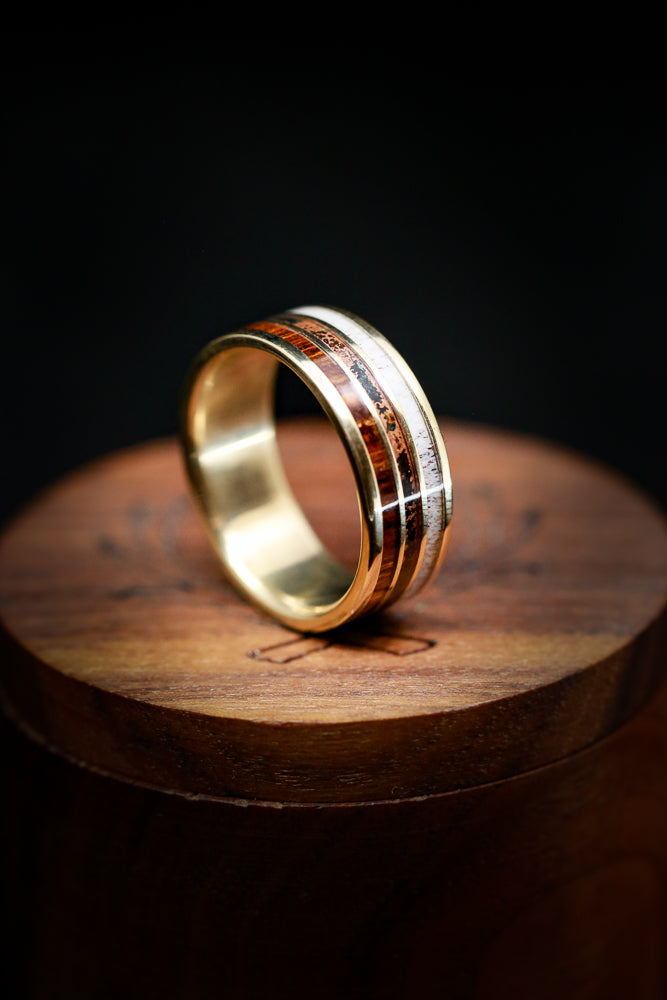 "RIO" - ELK ANTLER, PATINA COPPER & IRONWOOD WEDDING RING-13
