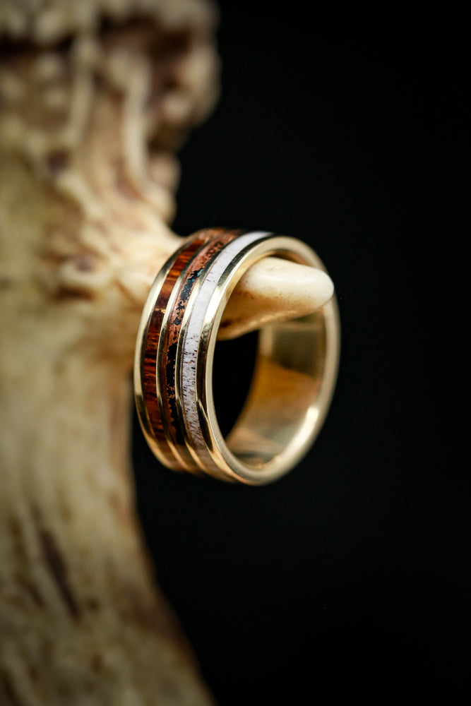 "RIO" - ELK ANTLER, PATINA COPPER & IRONWOOD WEDDING RING-15