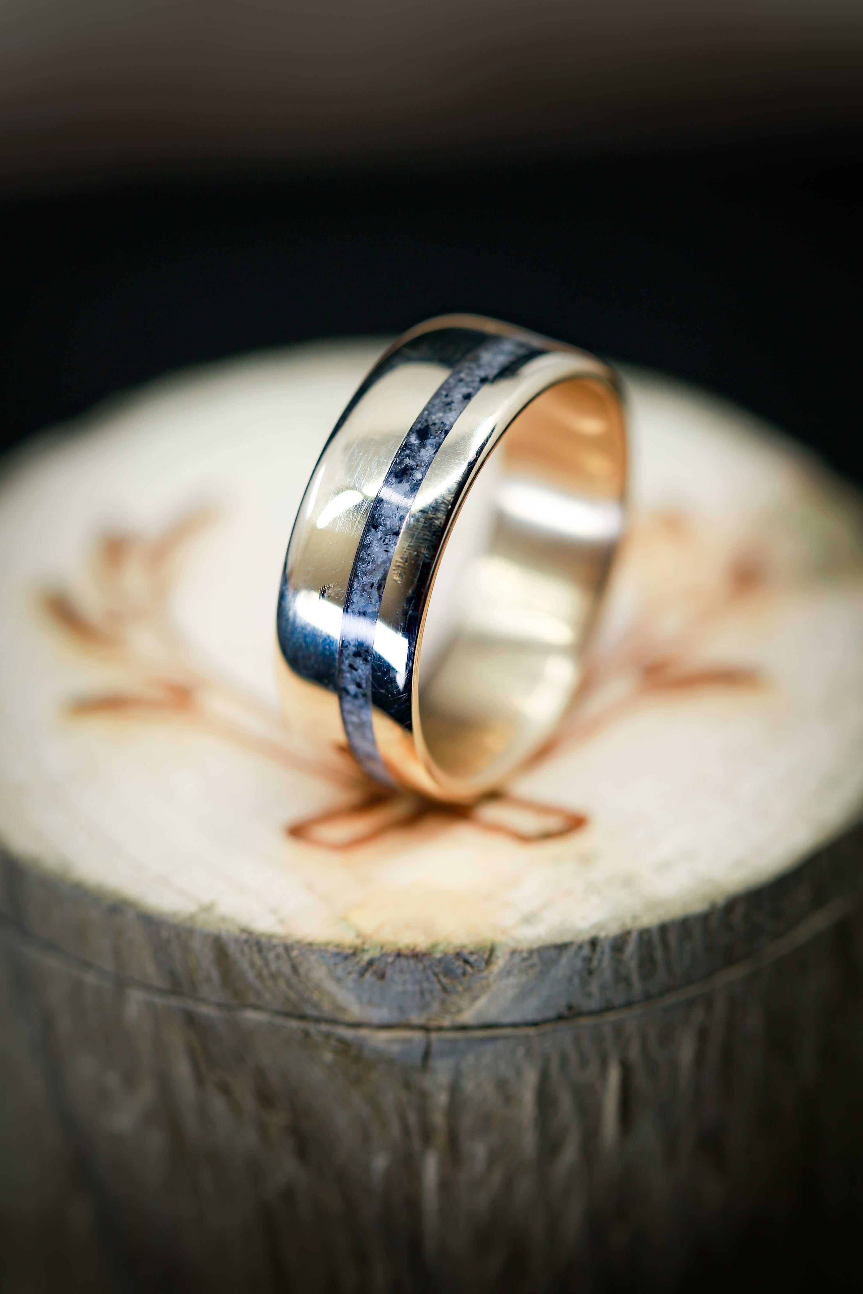 "VERTIGO" - CRUSHED GRANITE WEDDING RING FEATURING A 14K GOLD BAND-5