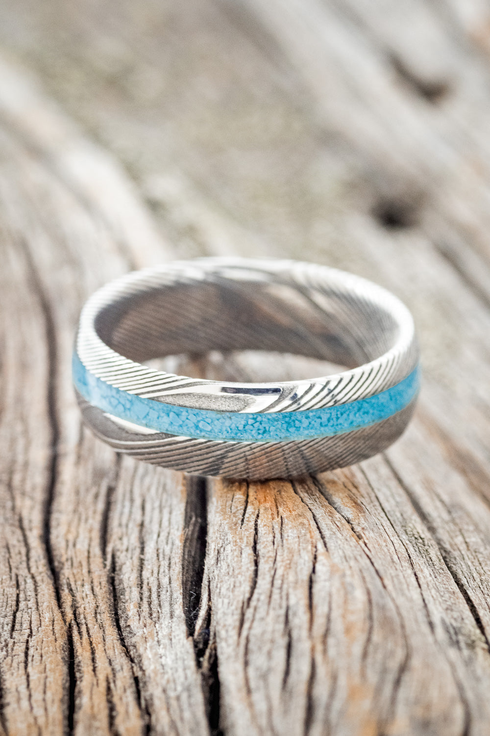 "VERTIGO" - DOMED TURQUOISE WEDDING BAND - READY TO SHIP-3