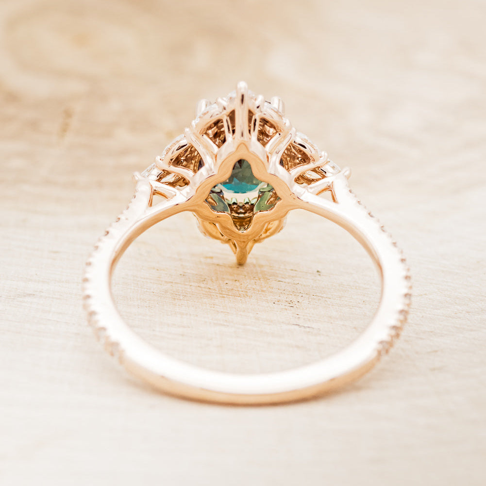 "NORTH STAR" - OVAL LAB-GROWN ALEXANDRITE ENGAGEMENT RING WITH DIAMOND HALO - EXPEDITED-6