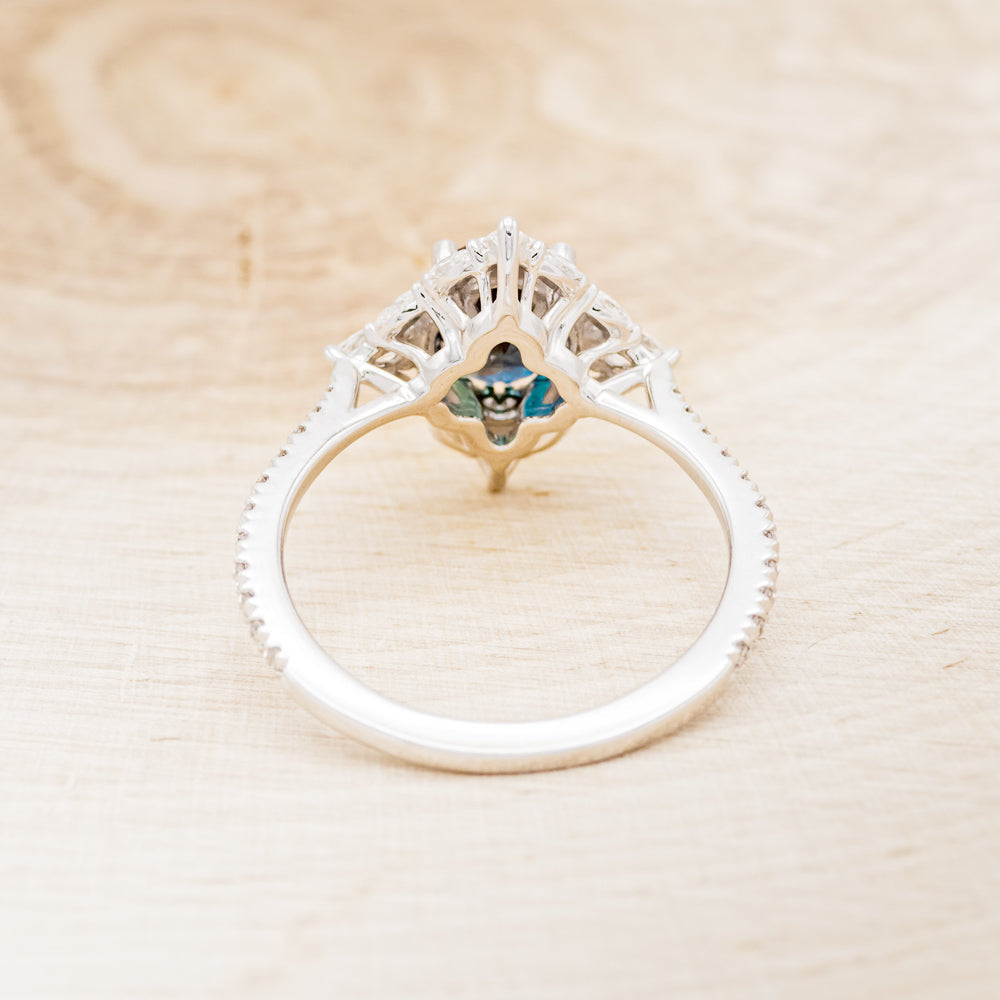 "NORTH STAR" - OVAL LAB-GROWN ALEXANDRITE ENGAGEMENT RING WITH DIAMOND HALO - EXPEDITED-12