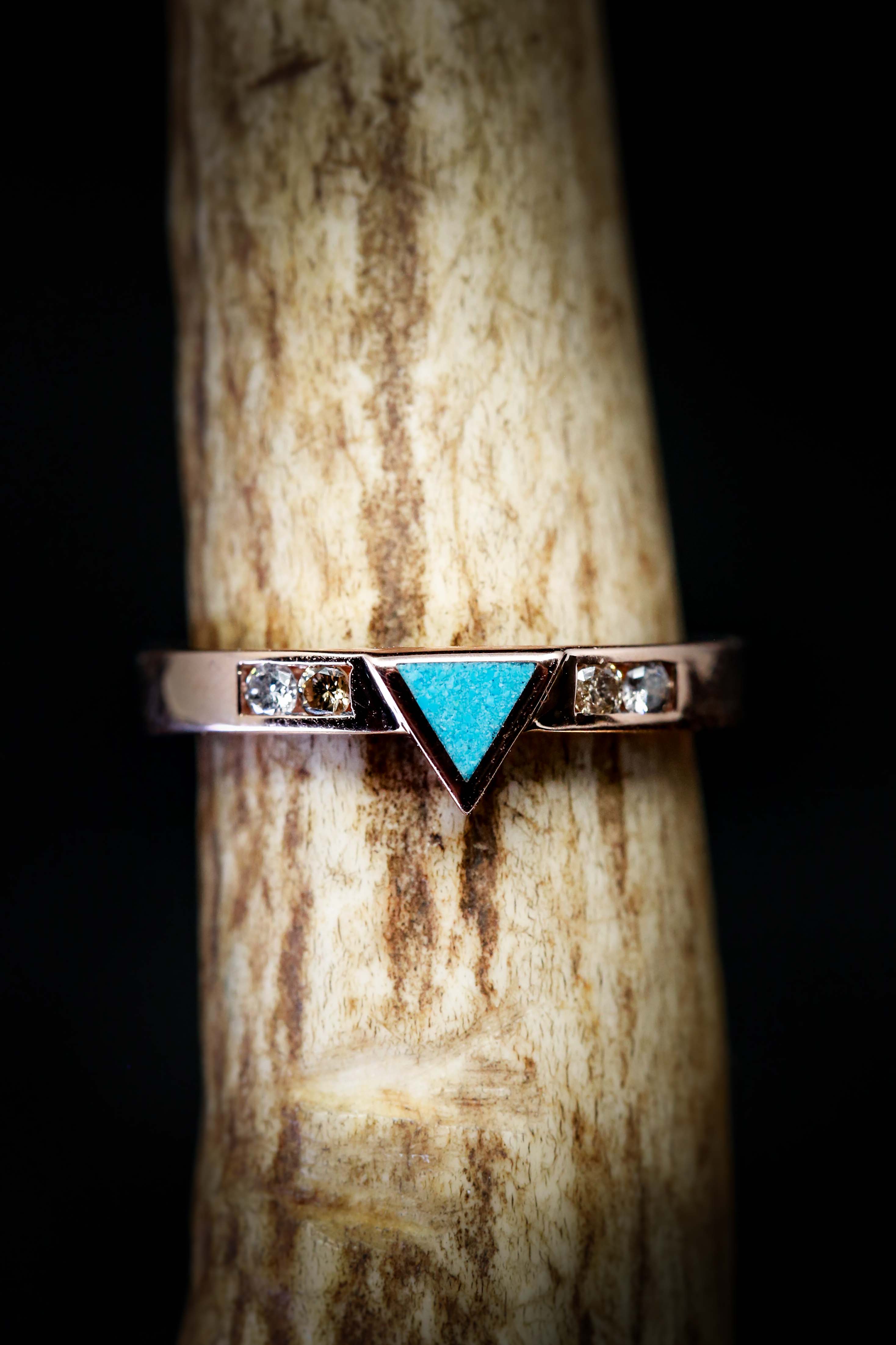 TURQUOISE TRIANGLE STACKING BAND WITH DIAMOND ACCENTS-10
