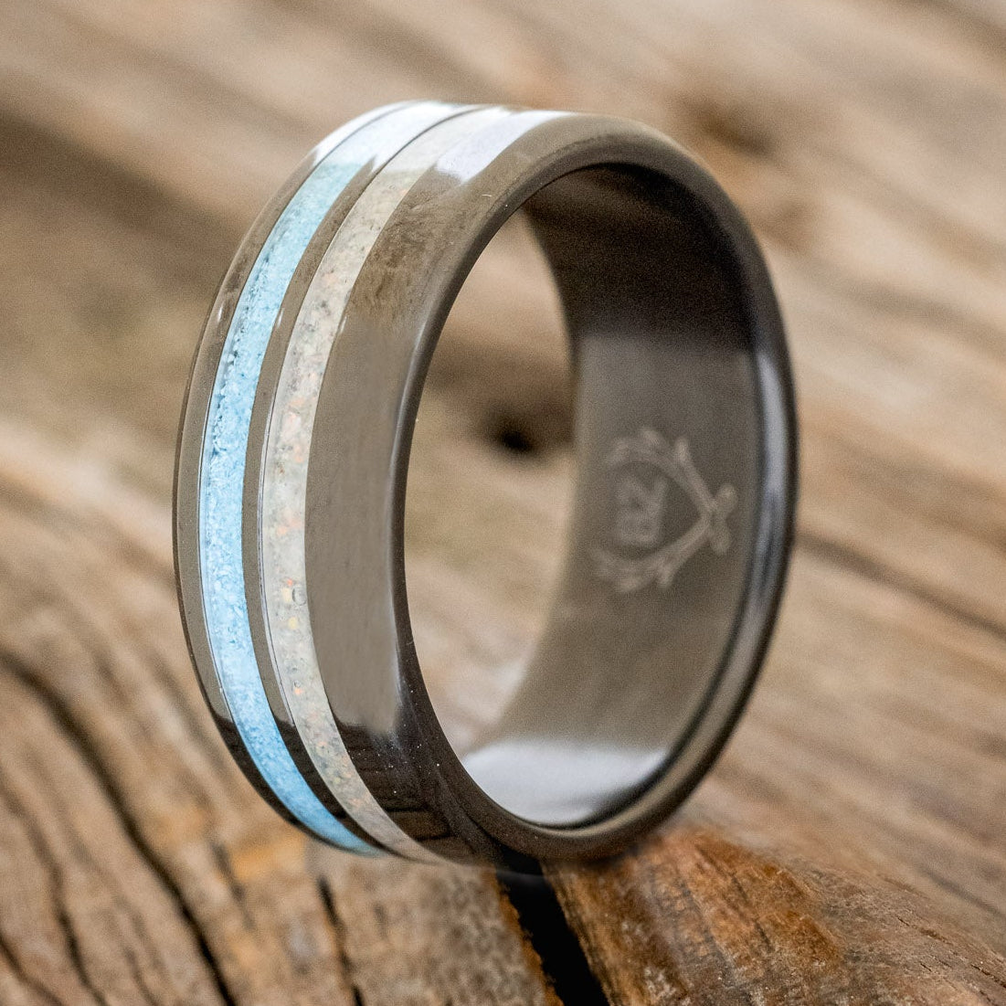 "COSMO" - TURQUOISE & FIRE AND ICE OPAL WEDDING RING-4