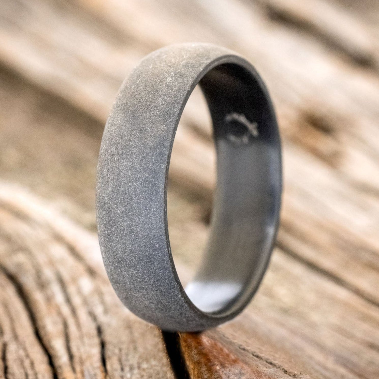 DOMED PROFILE WEDDING BAND WITH SANDBLASTED FINISH-4