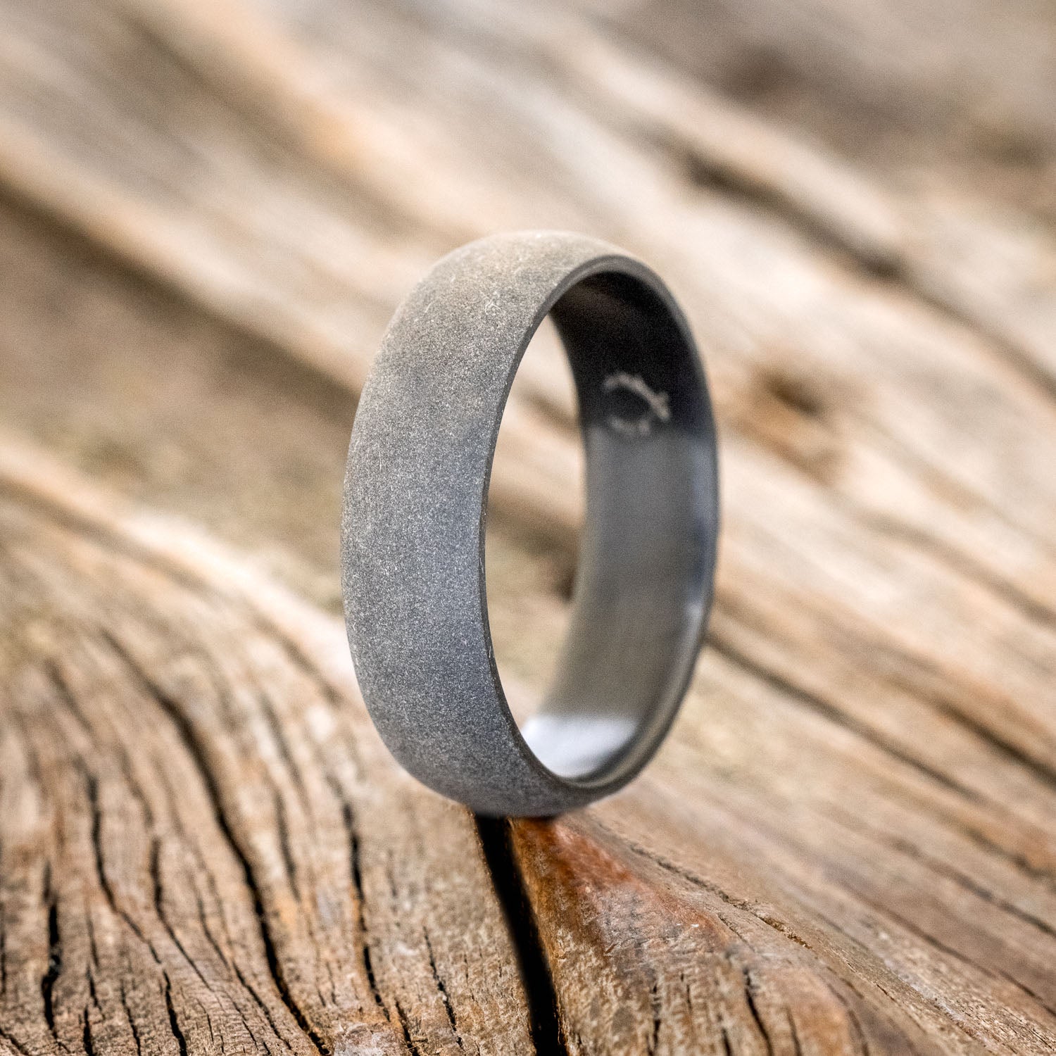 DOMED PROFILE WEDDING BAND WITH SANDBLASTED FINISH - READY TO SHIP-4