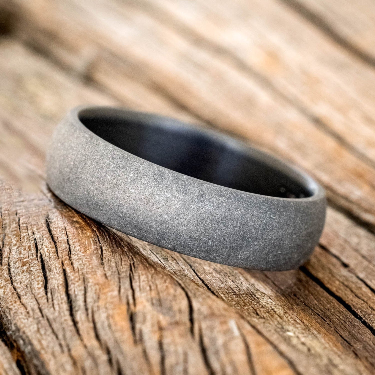 DOMED PROFILE WEDDING BAND WITH SANDBLASTED FINISH-5