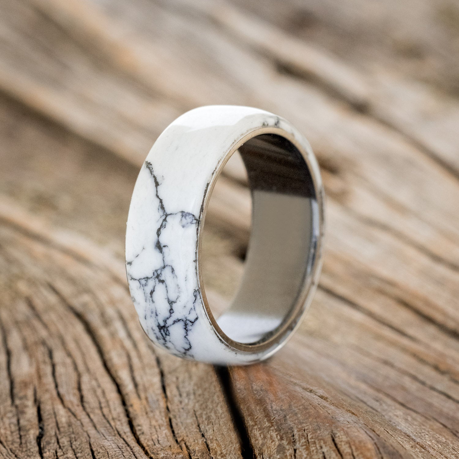 "HAVEN" - WHITE TURQUOISE TRUSTONE WEDDING BAND-7