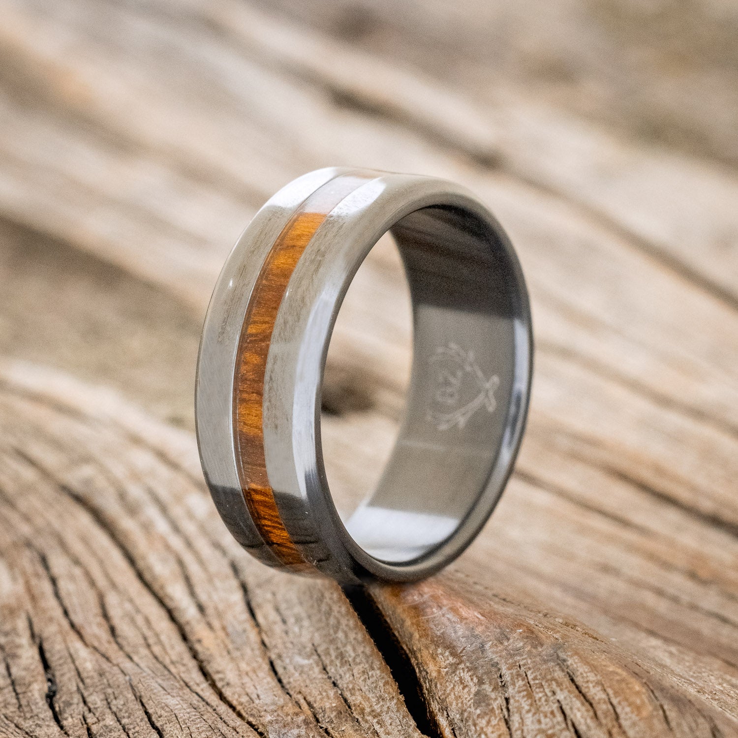 "NIRVANA" - CENTERED IRONWOOD WEDDING RING-4
