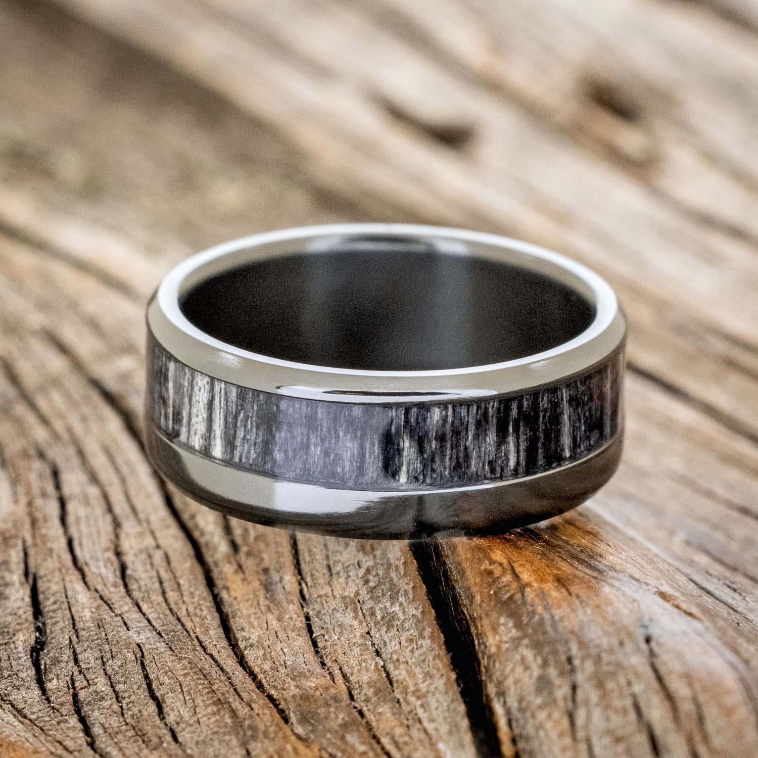 "TANNER" - GREY BIRCH WOOD WEDDING RING-3