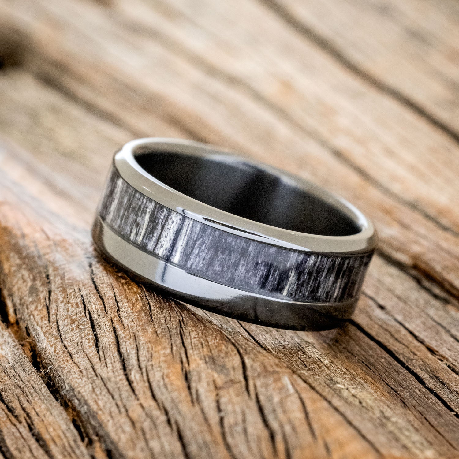 "TANNER" - GREY BIRCH WOOD WEDDING RING-2