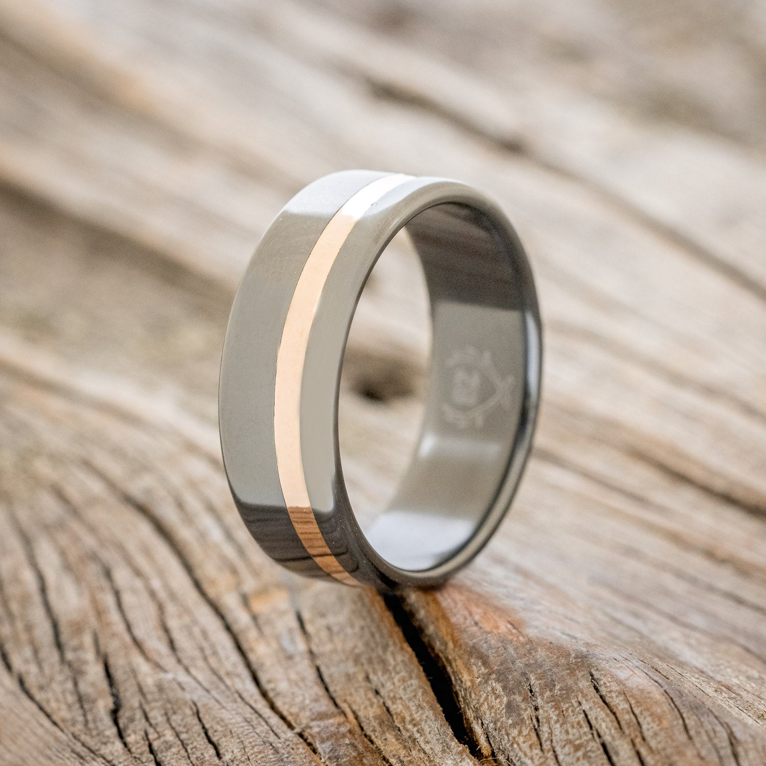 "VERTIGO" - 14K GOLD INLAY WEDDING RING-4