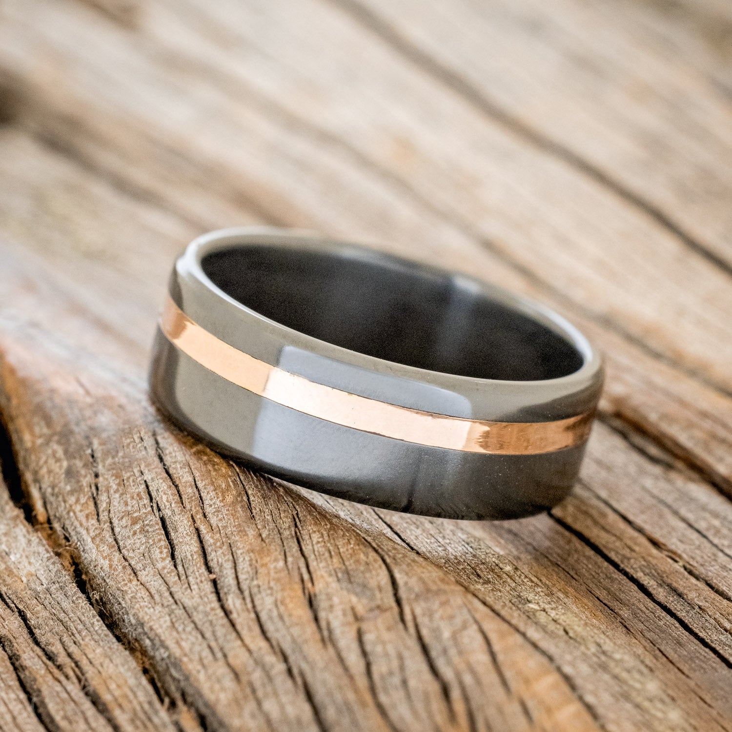 "VERTIGO" - 14K GOLD INLAY WEDDING RING-5