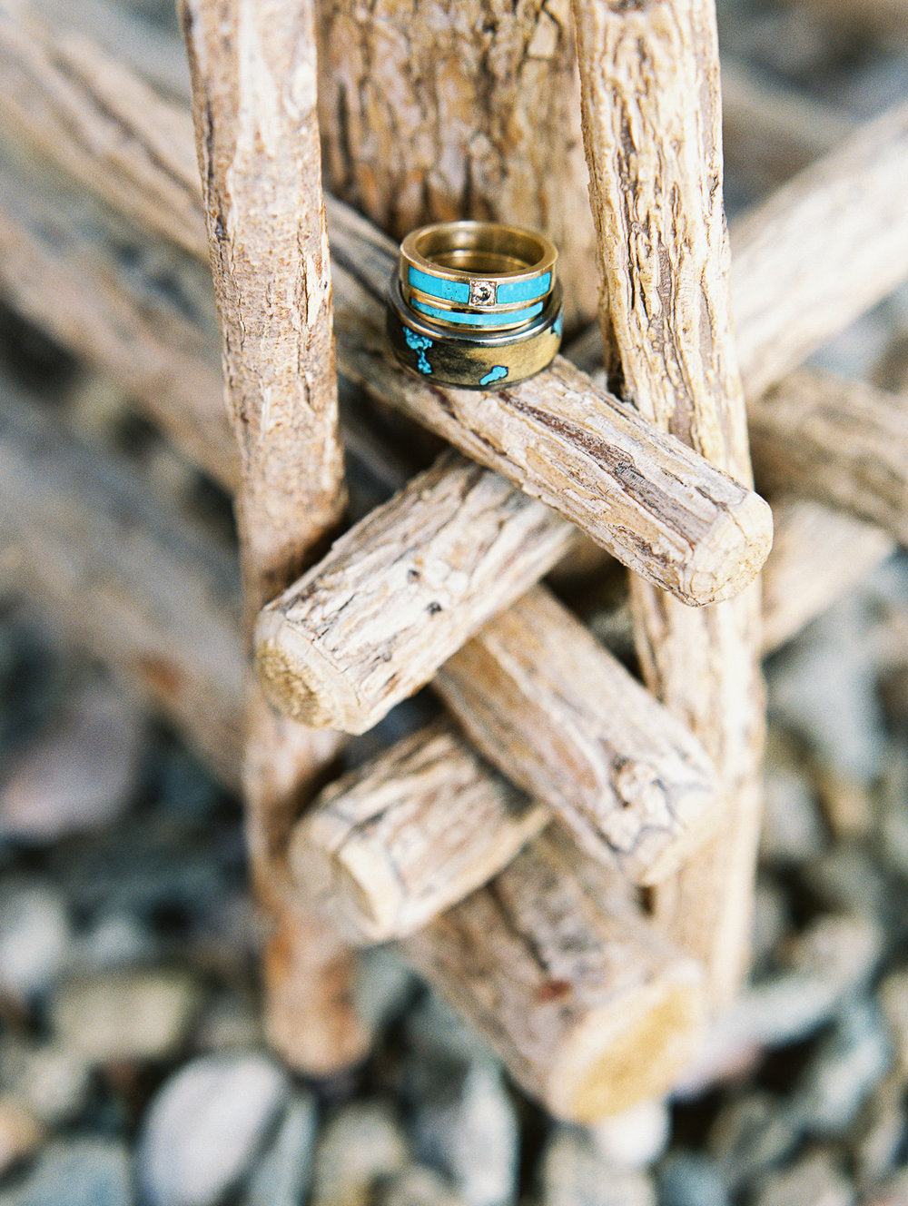 "RAINIER" - BUCKEYE BURL & TURQUOISE WEDDING BAND-18