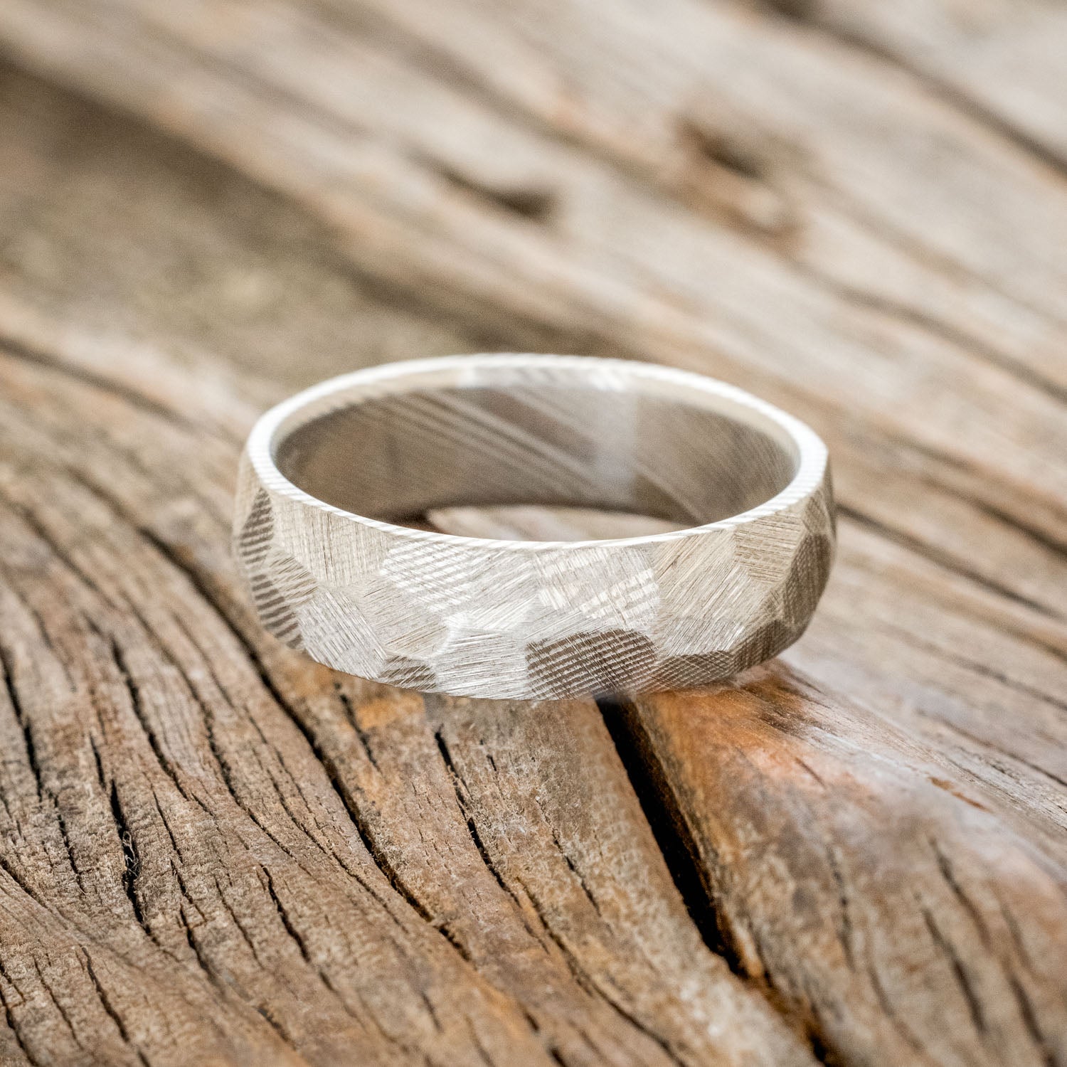 FACETED DAMASCUS STEEL WEDDING BAND - READY TO SHIP-3