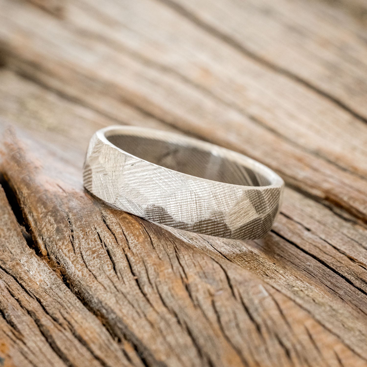 FACETED DAMASCUS STEEL WEDDING BAND - READY TO SHIP-2
