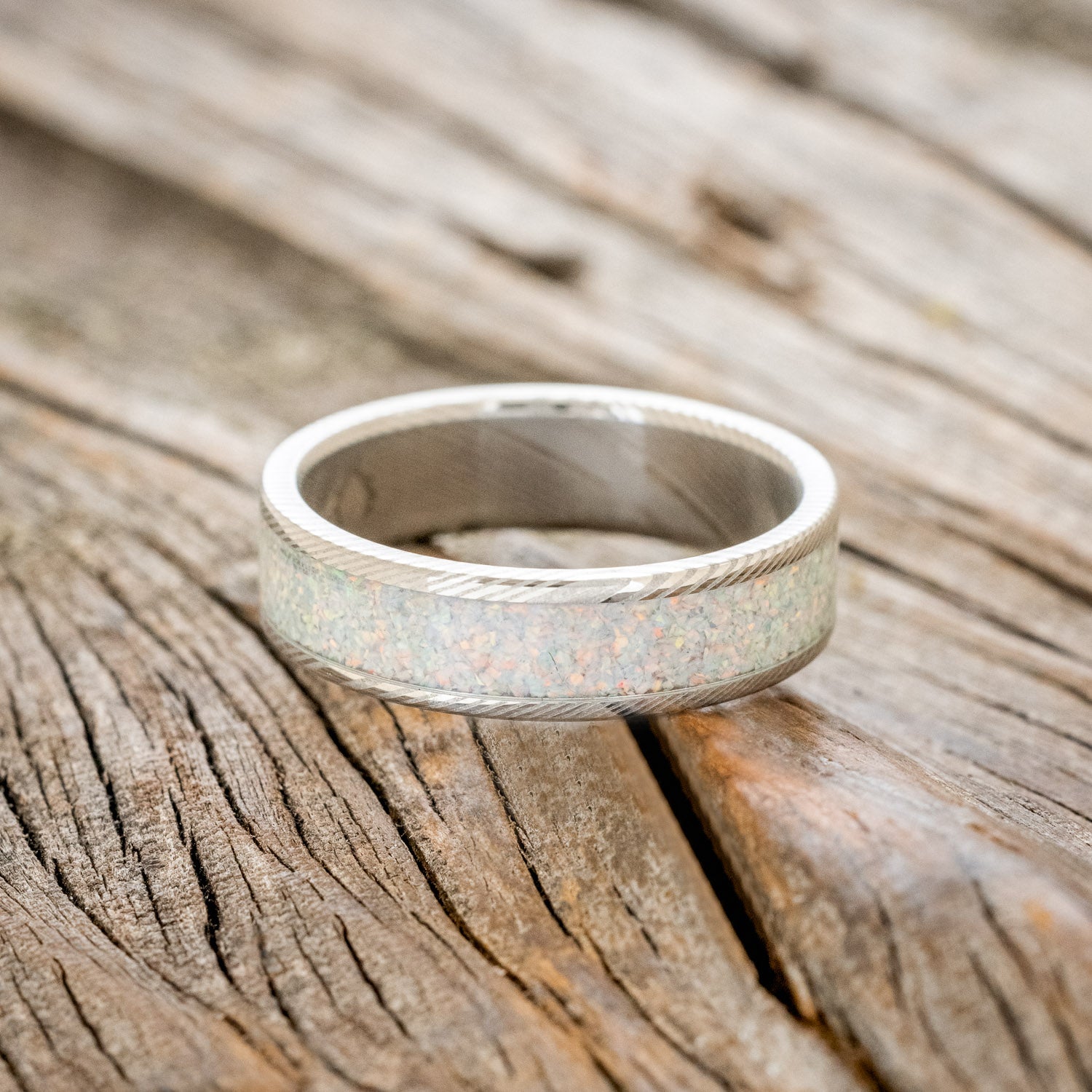 "RAINIER" - FIRE & ICE OPAL WEDDING BAND-9