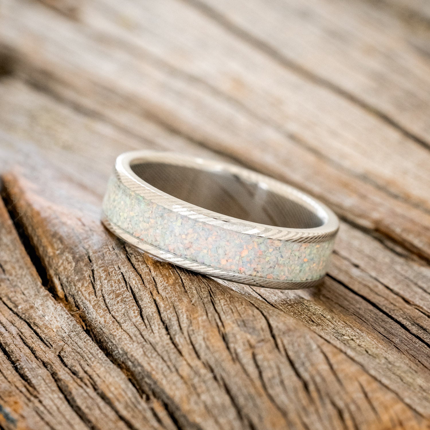 "RAINIER" - FIRE & ICE OPAL WEDDING BAND-8