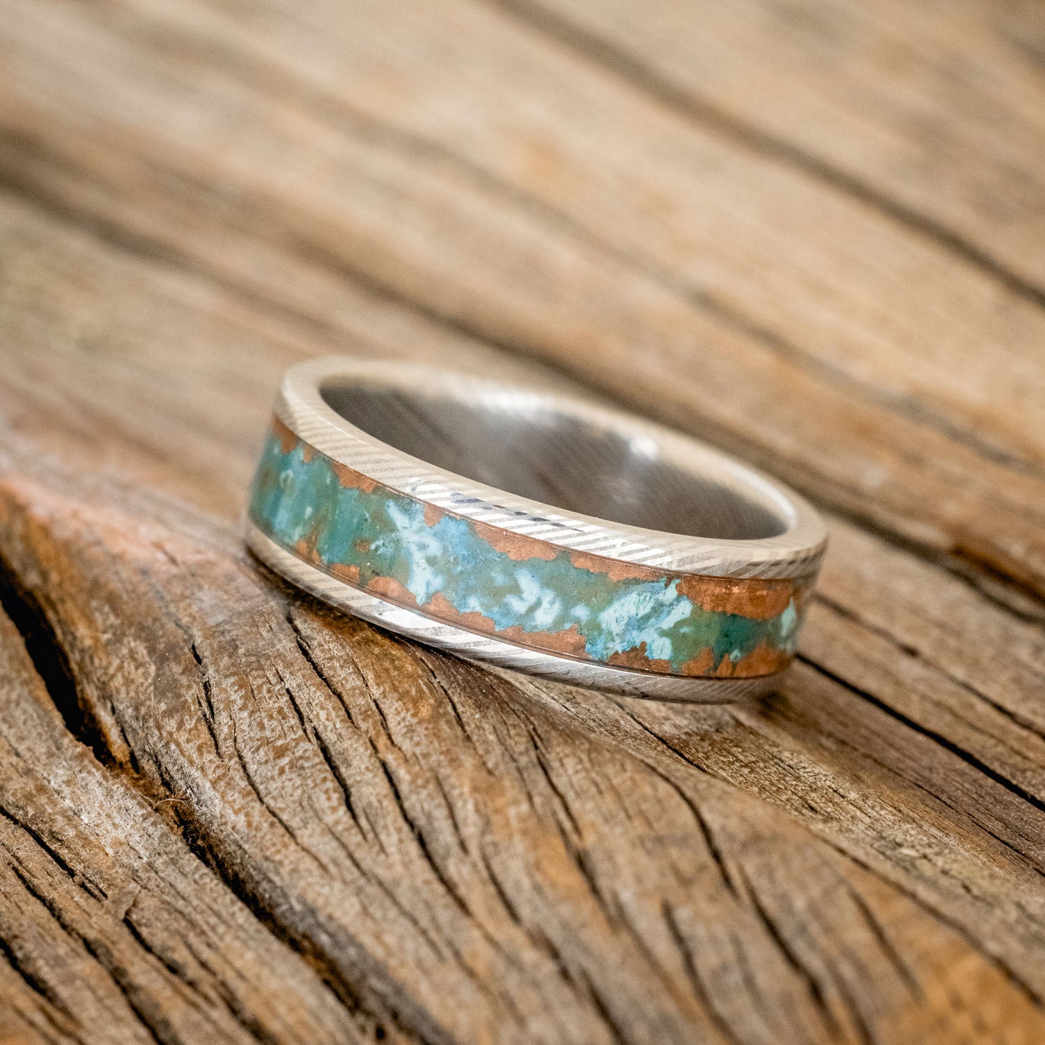 "RAINIER" - PATINA COPPER WEDDING BAND-8