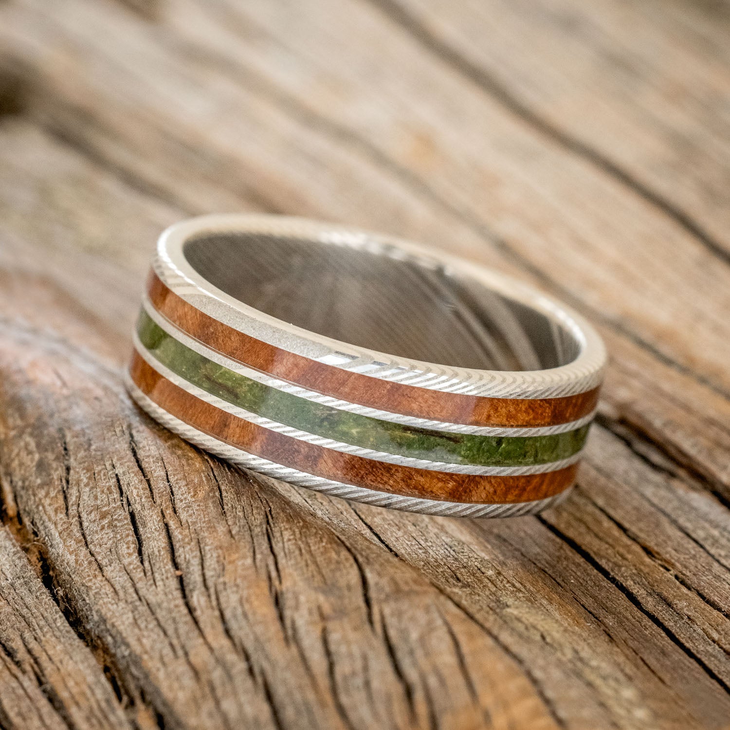 "RIO" - REDWOOD & MOSS WEDDING BAND-5