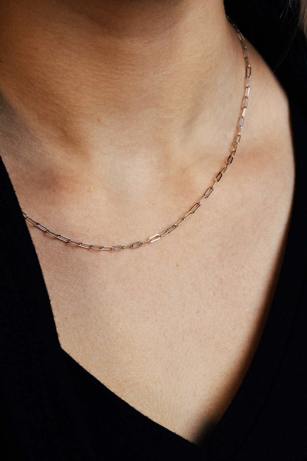 "FOXY" - 14K GOLD PAPERCLIP CHAIN NECKLACE-5