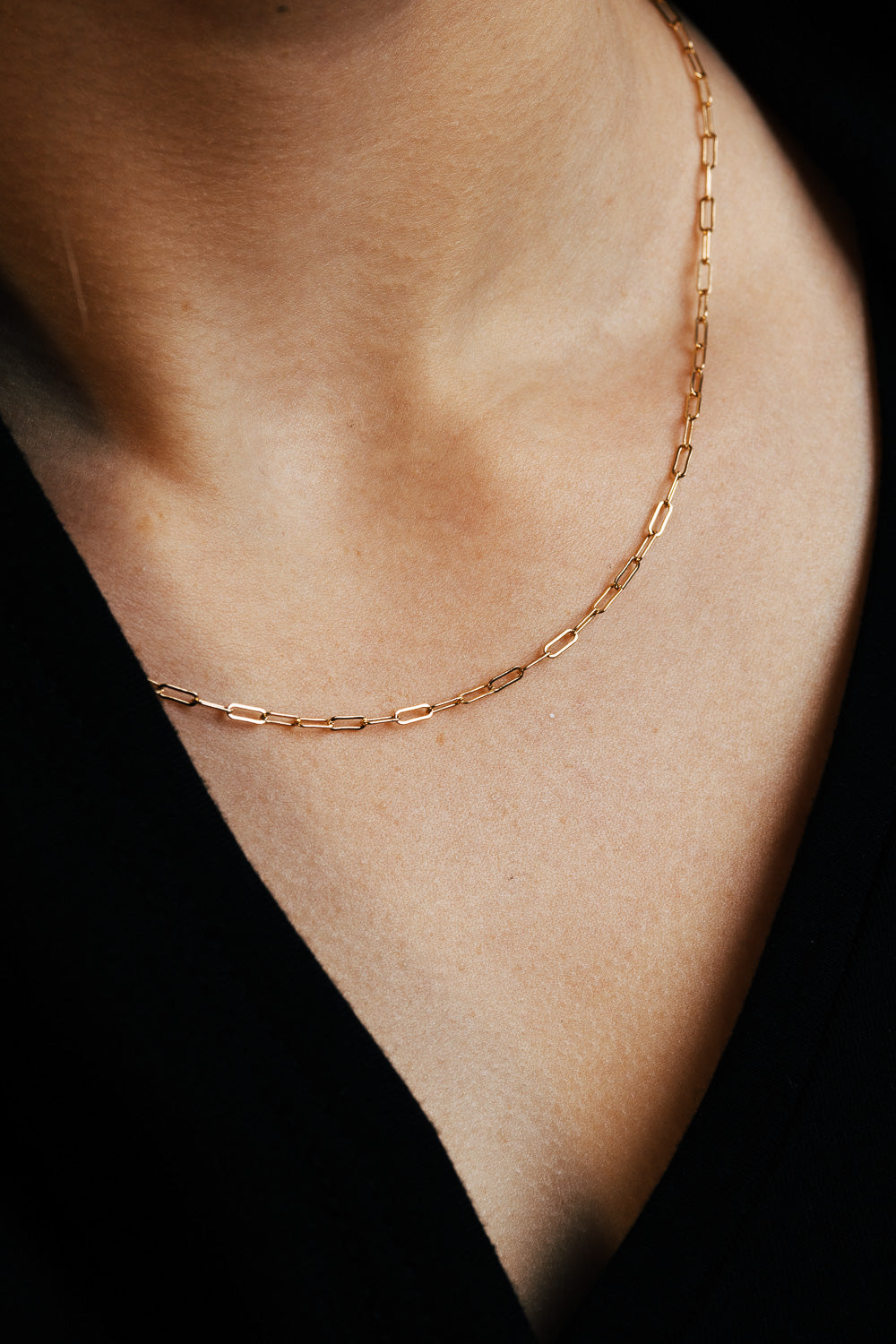 "FOXY" - 14K GOLD PAPERCLIP CHAIN NECKLACE-6