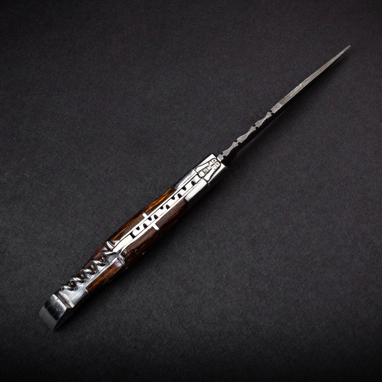 "RHONE RANGERS" - HANDMADE DAMASCUS STEEL FOLDING KNIFE WITH WINE CORKSCREW by Forseti Steel™-9