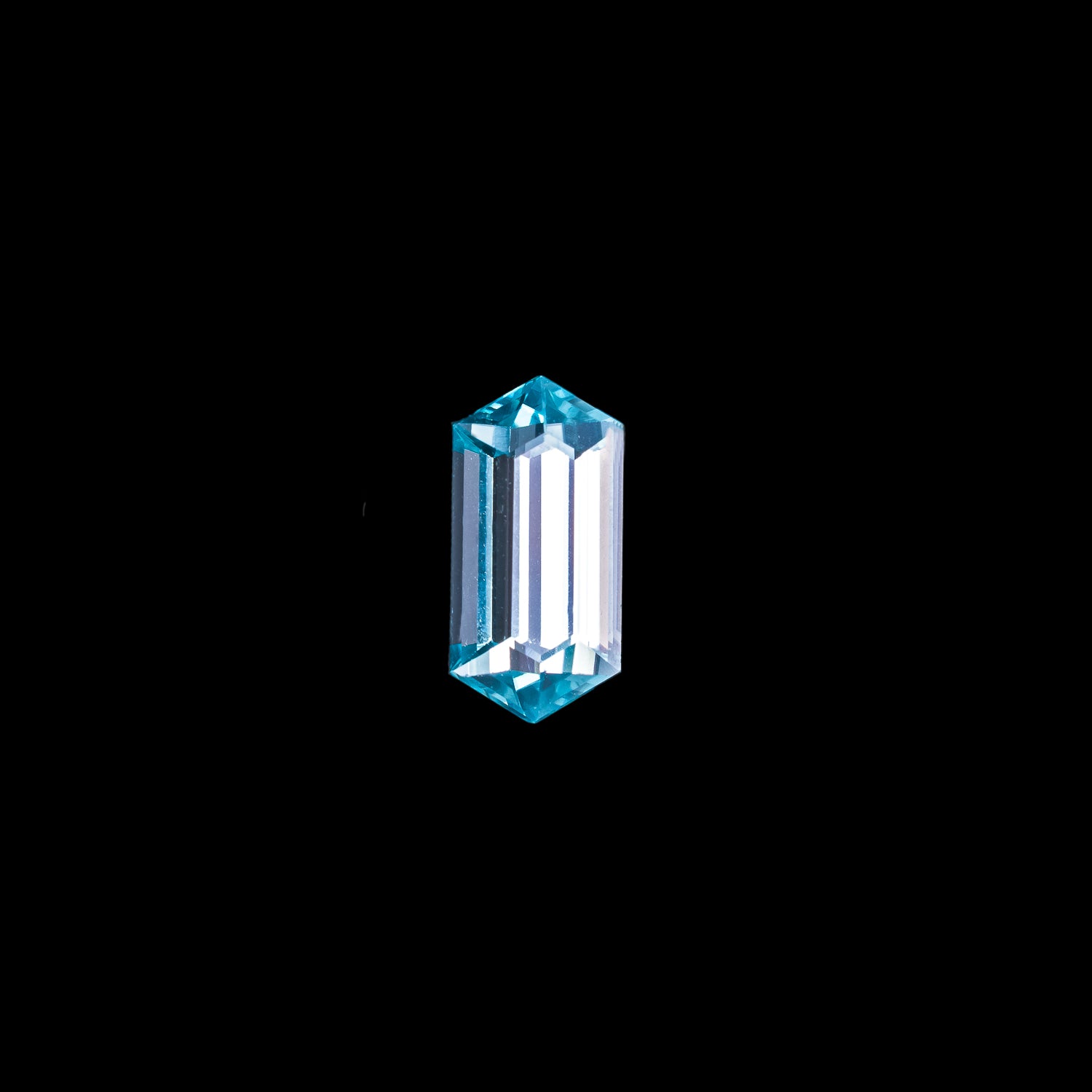 "HIKA" - ELONGATED HEXAGON-CUT BLUE ZIRCON-4