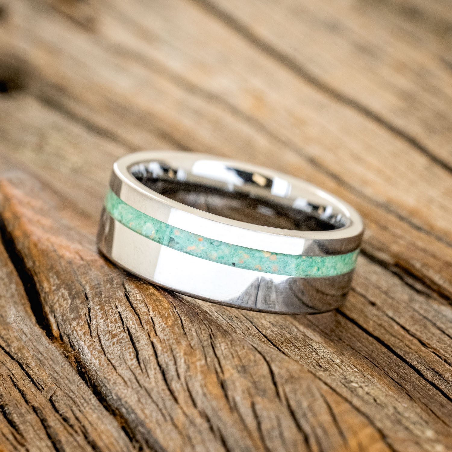 "VERTIGO" - MALACHITE & OPAL MIXED INLAY WEDDING BAND - READY TO SHIP-8