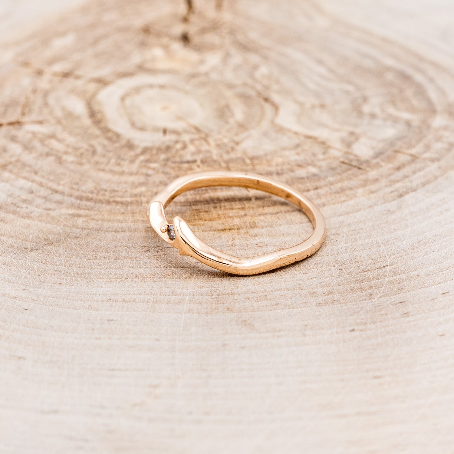 "ARTEMIS" STACKER - 14K GOLD ANTLER-STYLE STACKING BAND WITH A SINGLE DIAMOND ACCENT-9