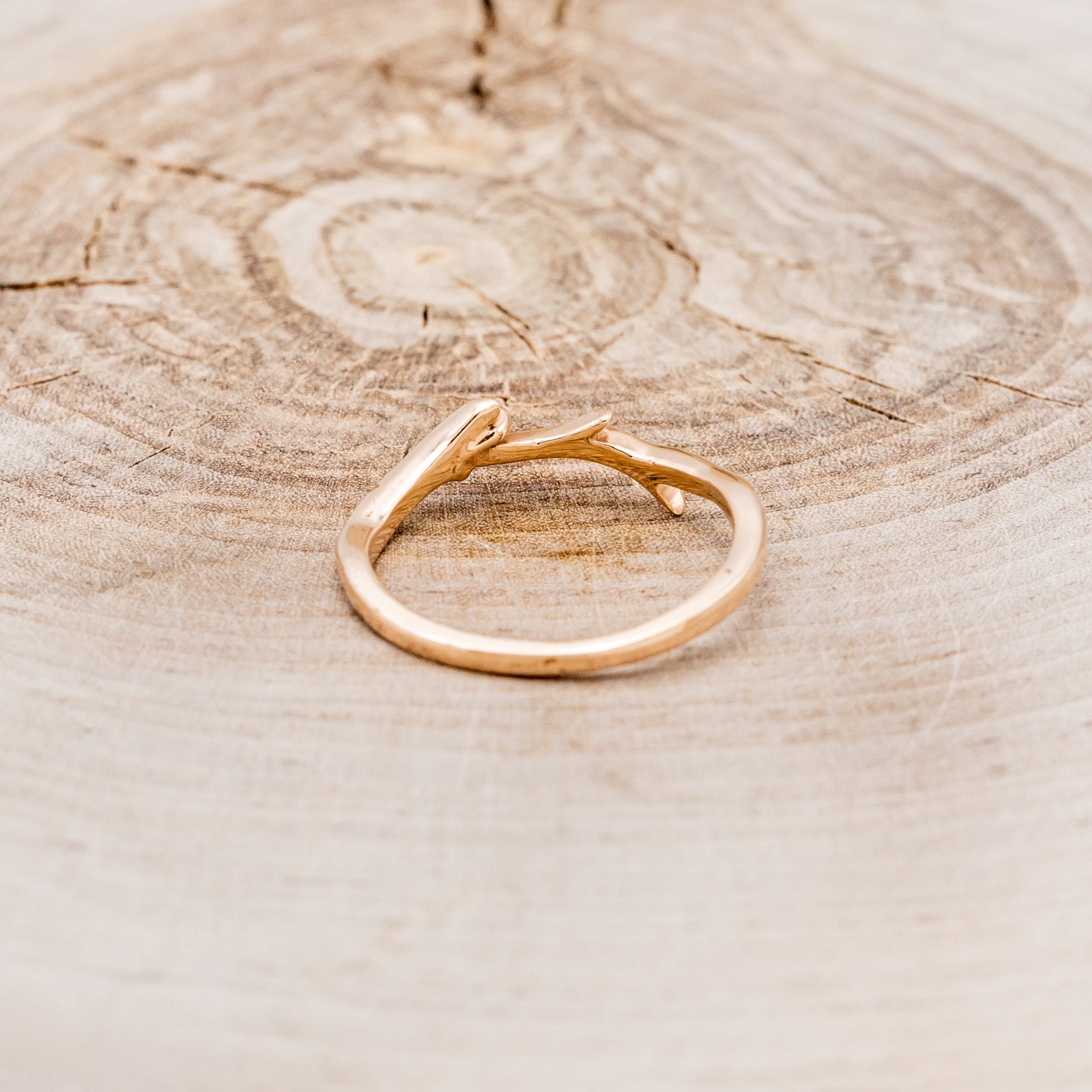 "ARTEMIS" STACKER - 14K GOLD ANTLER-STYLE STACKING BAND WITH A SINGLE DIAMOND ACCENT-11